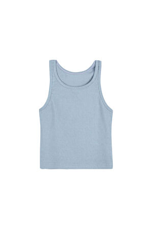 HNX Denim Pamuklu Kalın Askılı Crop Kadın Kısa Atlet