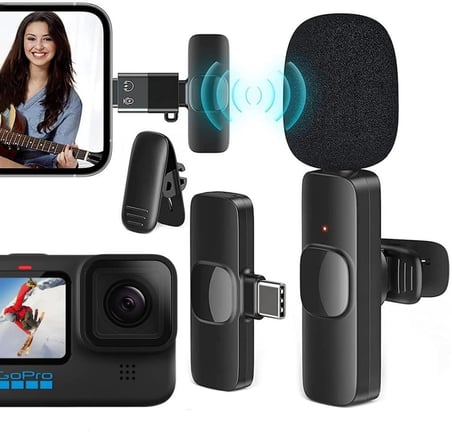 K8 Kablosuz Type-c + Lightning Vlogger Yaka Mi̇krofonu