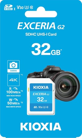 EXCERIA G2 32GB SDHC Hafıza Kartı – UHS-I U3 V30 C10, 100MB/s Okuma, 50MB/s Yazma, 4K