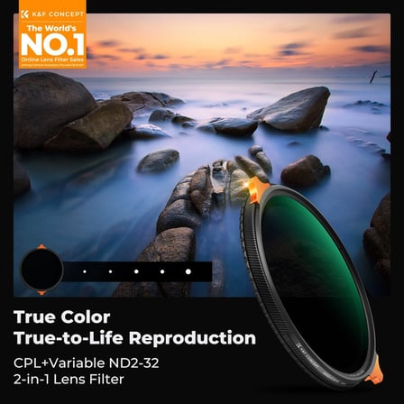 67mm Gerçek Renk Değişken Fader ND2-32 ND Filtre ve CPL Dairesel Polarize Lens Filtresi 1 Kamera Lensi için Nötr Yoğunluklu Polarize Filtre (Nano-X Serisi)