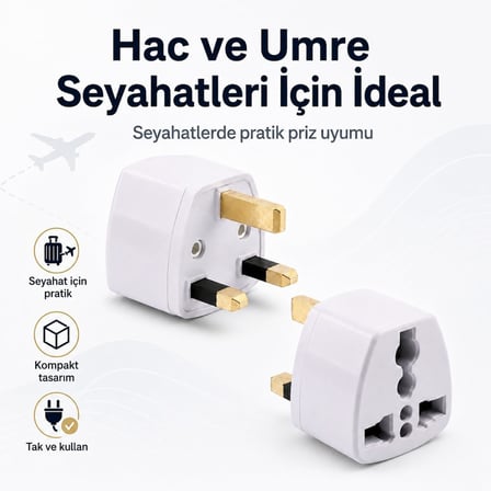 PrimeX PX-420 Türk Prizini İngiliz Prize Çevirici Adaptör, 250V Type-G UK Priz Dönüştürücü, Hac Umre ve Seyahat İçin İngiliz Tipi Priz Çevirici, Beyaz