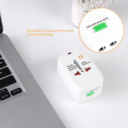 Evrensel Seyahat Adaptörü, Priz Çevirici Dönüştürücü, 150+ Ülke Uyumlu, Tip A/B/C/G/I, Beyaz, Kompakt Tasarım, 110V 250V Uyumlu (1ADET)