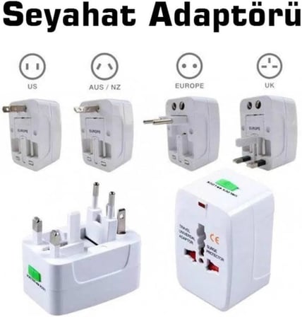 Universal Çoklu Priz Çevirici Dönüştürücü Seyahat Adaptörü, 150+ Ülke (AL-IN-ONE)