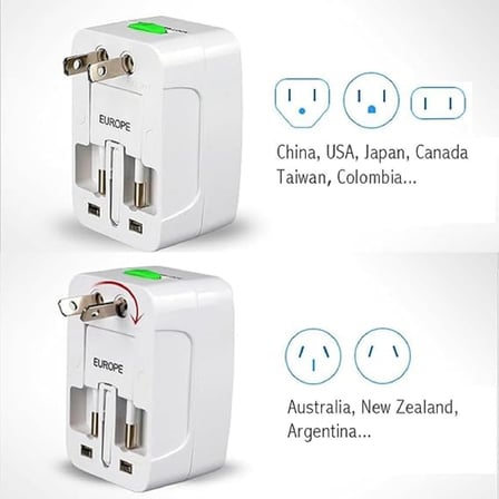 Universal Çoklu Priz Çevirici Dönüştürücü Seyahat Adaptörü, 150+ Ülke (AL-IN-ONE)