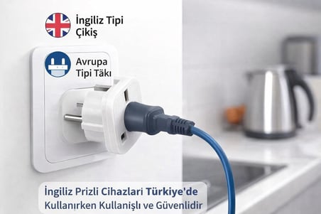İngiliz Tipi Fiş Adaptörü UK 'den TR Priz Dönüştürücü, Avrupa Giriş Uyumlu, Seyahat Tipi Elektrik Adaptörü, Laptop Telefon Şarj Uyumlu, Dayanıklı ABS Plastik, Kompakt Tasarım