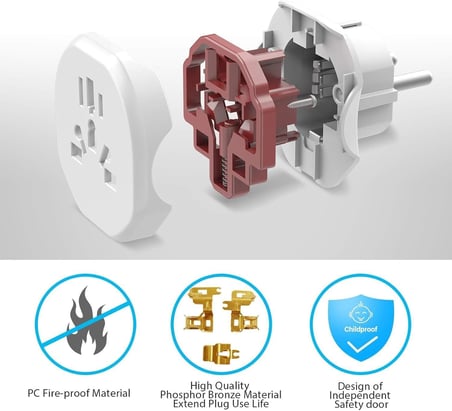 Evrensel Seyahat Priz Adaptörü 2300W Universal Fiş Dönüştürücü EU Avrupa Priz Adaptörü ABD İngiltere Avustralya Çin Japonya Uyumlu 10A Beyaz