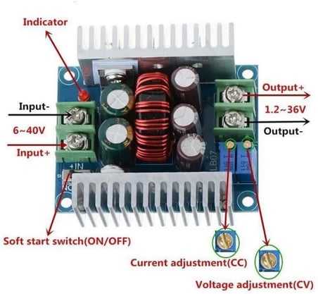 DC-DC 300W 20A Ayarlanabilir Voltaj Düşürücü Modül