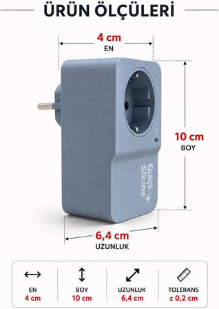 1050 Joule 16A Akım Korumalı Tekli Priz Quick&Shine - LED Göstergeli, Duvar Tipi, Aşırı ve Ani Gerilim Koruyucu, Buzdolabı, Çamaşır ve Kurutma Makinesi, Kombi, TV İçin
