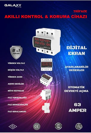 D380 Profesyonel Trifaze Kontrol Cihazı Yüksek-Alçak Voltaj Akım Koruyucu (Konut İşyeri Fabrikalar)