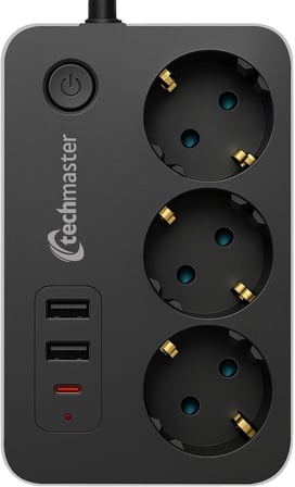 2 Usb + Type-C Akım ve Çocuk Korumalı 3lü Kare Priz 2mt
