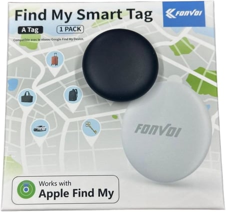 Fonvoi Find My Tag Akıllı Takip Cihazı - Kayıp Anahtarlar, Çanta, Cüzdan, Bagaj, Evcil Hayvanlar, Gözlükler, Diğer Öğeler için Akıllı Takip Cihazı ve Ek Bulucu - Apple Lisanslı, Apple Uyumlu