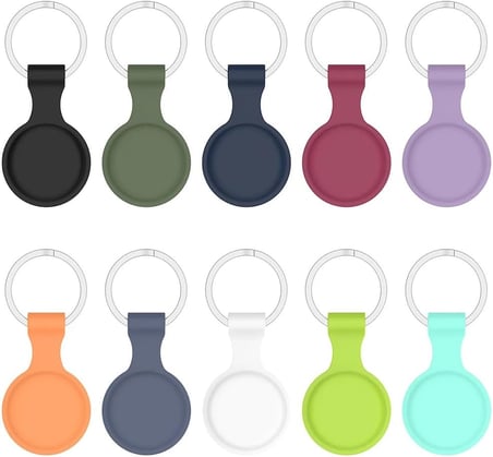 AirTag Anahtarlıklı Silikon Kılıf A010 Darbeye Dayanıklı Kaybolmaya Karşı Tam Koruma Kolay Tak-Çıkar Apple AirTags ile Uyumlu Koruyucu Anahtarlık Siyah
