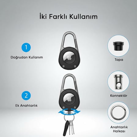 Darbeye Dayanıklı 360 Derece Koruma Sağlayan Sert PC Anahtarlık, Güvenli Kilit Sistemli Karabinalı Kılıf, 1. Ve 2. Nesil ile Uyumlu
