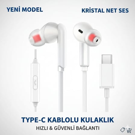 KALIN SİLİKON KABLOLU TYPE C KULAKLIK TÜM TYPEC ÇIKIŞLI CİHAZLARA UYUMLU TAK ÇALIŞTIR TAK KULLAN BLUETOOTH GEREKMEZ MÜKEMEL SES BASS TİZ MİKROFON AAA KALİTE !!! TC21 BEYAZ