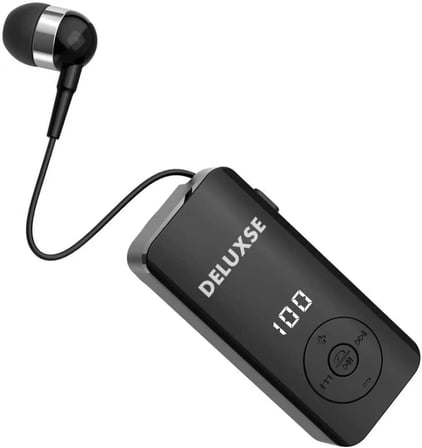 BT-14 Çekmeli Bluetooth Kulaklık LED Ekranlı Titreşimli Yakanıza Takıp Çekmeli Olarak Kullanabilirsiniz Siyah Mikfonlu Eller Serbest Arama 18 saat müzik 160 saat bekleme V5,4