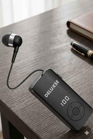 BT-14 Çekmeli Bluetooth Kulaklık LED Ekranlı Titreşimli Yakanıza Takıp Çekmeli Olarak Kullanabilirsiniz Siyah Mikfonlu Eller Serbest Arama 18 saat müzik 160 saat bekleme V5,4