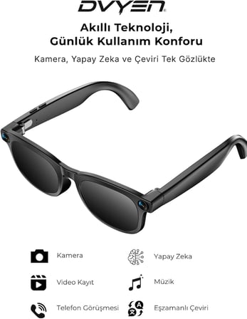 G2 Pro Akıllı Yapay Zeka (AI) Güneş Gözlüğü – Kamera Bluetooth Hafıza Müzik AI Ast Canlı Çeviri IPX5