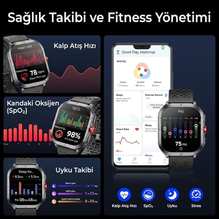 TSW5 53mm Super Retina 2.01” AMOLED GPS Akıllı Saat Siyah – AI Yapay Zeka Destekli, Bluetooth Aramalı, Nabız & SpO2 Ölçer ve iOS Android Uyumlu