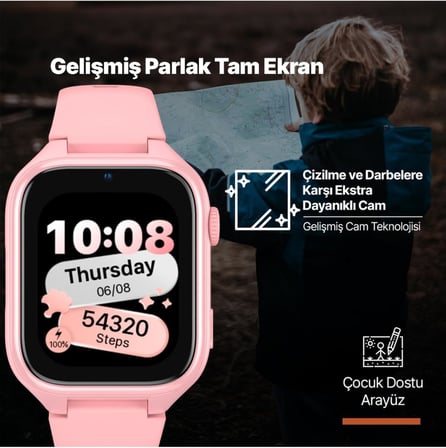 Kidi GPS 4G Sim Kartlı Akıllı Çocuk Saati Balerin Pembesi 2KSW02