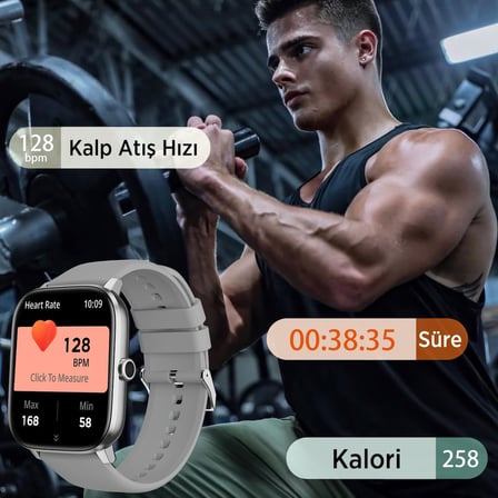 SW03 2.01” TFT Geniş Ekran, Spor Sağlık Takibi ve Bluetooth 5.2 Telefon Görüşme Özellikli IP67 Suya Dayanıklı iOS & Android Uyumlu Akıllı Saat (Gri)