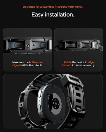 Galaxy Watch 9/8 (40mm) ile Uyumlu Kılıf & Kordon Kayış Rugged Armor Pro Matte Black - ACS10005