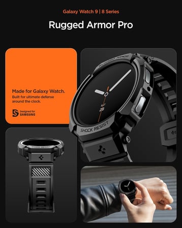 Galaxy Watch 9/8 (40mm) ile Uyumlu Kılıf & Kordon Kayış Rugged Armor Pro Matte Black - ACS10005