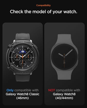 Galaxy Watch 8 Classic (46mm) ile Uyumlu Kılıf Rugged Armor Matte Black - ACS10012