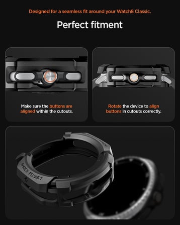 Galaxy Watch 8 Classic (46mm) ile Uyumlu Kılıf Rugged Armor Matte Black - ACS10012