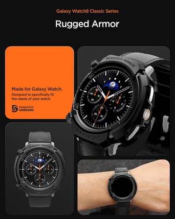 Galaxy Watch 8 Classic (46mm) ile Uyumlu Kılıf Rugged Armor Matte Black - ACS10012