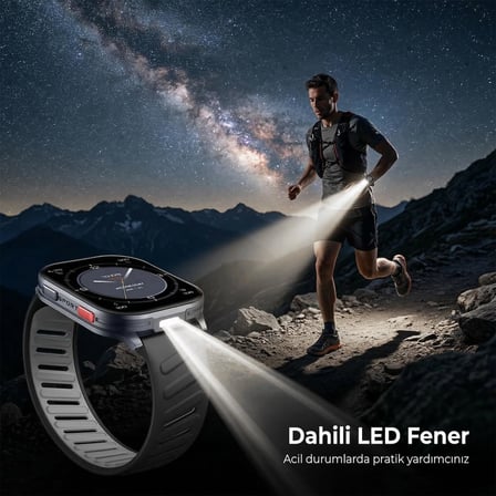 TSW4 47mm Ultra İnce 2.04” AMOLED Ekranlı Akıllı Saat – Dahili LED Fenerli, Bluetooth Aramalı, Nabız & SpO₂ Ölçer, iOS ve Android Uyumlu (Yeşil)