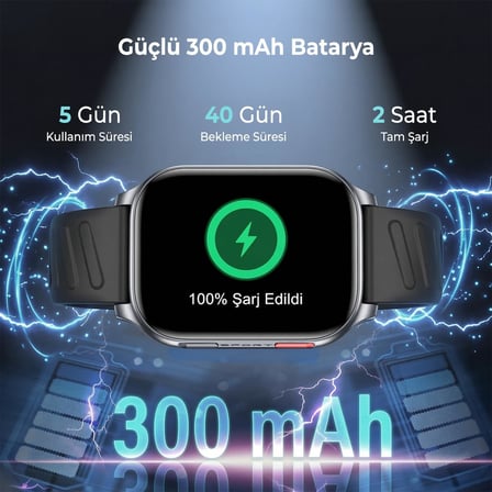 TSW4 47mm Ultra İnce 2.04” AMOLED Ekranlı Akıllı Saat – Dahili LED Fenerli, Bluetooth Aramalı, Nabız & SpO₂ Ölçer, iOS ve Android Uyumlu (Yeşil)