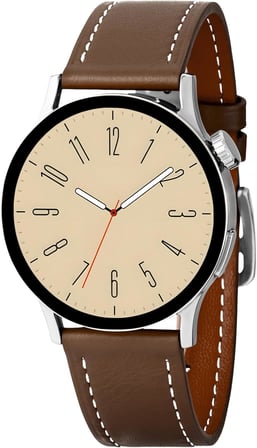 LW-38V 38mm Kompakt Şık Akıllı Saat Sesli Görüşme Özellikli (Gümüş Rengi, 38 mm, 128, MB, Kahverengi)