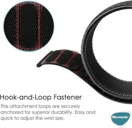 Samsung Galaxy Watch 4 44mm için Hasırlı Kordon Woven Sport Loop Siyah [Galaxy Watch 4 44mm ile Uyumlu Kordon - Siyah]