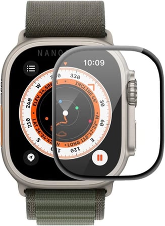 Aparatlı Apple Watch Ultra 49 MM Cam Ekran Koruyucu Otomatik Kolay Uygulama Aparatlı Hizalamalı Tam Kaplayan 49MM EKRAN KORUYUCU Apple WATCH ULTRA 2