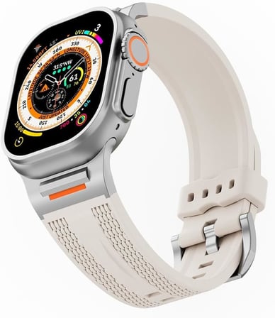 Akıllı Saat Spor Kayışı, Silikon Malzeme, Watch Series 46mm Uyumlu Silikon Krem Kordon