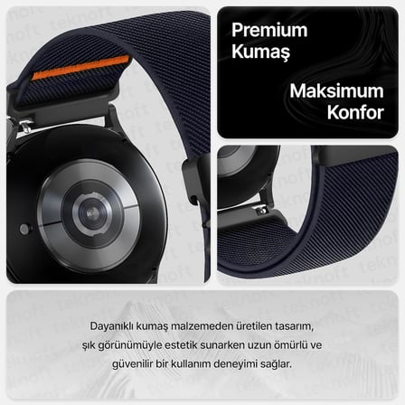 22mm ile Uyumlu Saatler için Steel Loop 46mm Yumuşak Kumaş Kordon HUAWEI Watch (GT6 Pro/GT6/GT5 Pro/GT5/GT4/Watch 4 Pro/GT3/GT3 Pro/GT2/GT2 Pro)