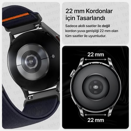 22mm ile Uyumlu Saatler için Steel Loop 46mm Yumuşak Kumaş Kordon HUAWEI Watch (GT6 Pro/GT6/GT5 Pro/GT5/GT4/Watch 4 Pro/GT3/GT3 Pro/GT2/GT2 Pro)