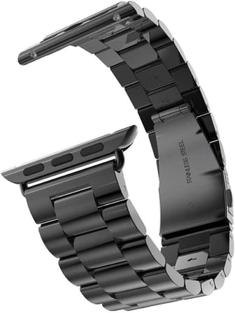 Apple Watch ile Uyumlu Metal Kordon 42mm 44mm 45mm 46mm 49mm (Siyah)