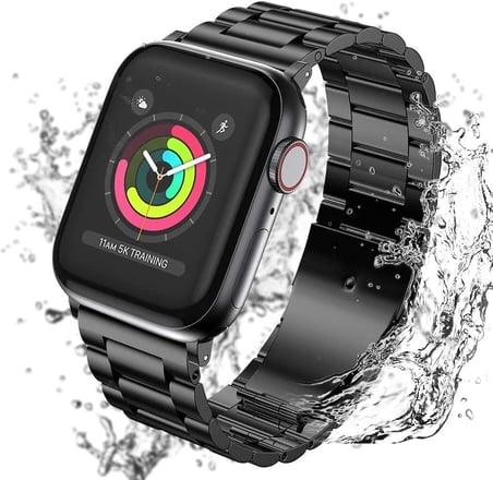 Apple Watch ile Uyumlu Metal Kordon 42mm 44mm 45mm 46mm 49mm (Siyah)