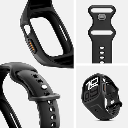 Apple Watch 46mm Seri 11/10 ile Uyumlu Kılıf & Kordon Kayış Liquid Air Pro Matte Black - ACS09317