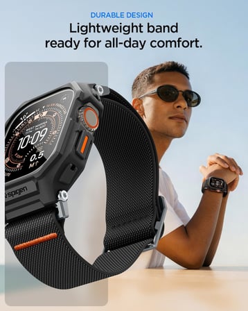 Apple Watch 49mm Ultra 3/2/1 ile Uyumlu Ekran Koruyuculu Kılıf Lite Fit Pro + Glas.tR Slim HD Matte Black - ACS11415