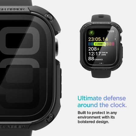Apple Watch 46mm Seri 11/10 ile Uyumlu Kılıf Tough Armor Black - ACS08603
