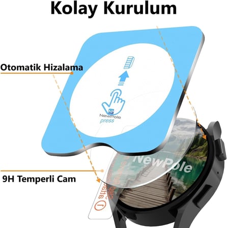 [Galaxy Watch 6 44MM için Takma Aparatlı Cam] Ekran Koruyucu Watch 6 44mm Ekran Koruyucu Kırılmaz Cam Yüksek Hassasiyetli Samsung Galaxy Watch 6 44mm ile Uyumlu (Galaxy Watch 6 44MM)