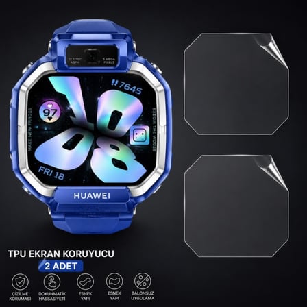 Huawei Watch Kids X1 İle Uyumlu Ekran Koruyucu TPU, Tam Kaplayan Akıllı Saat Koruması 2 Adet, Çizilmeye Dayanıklı Şeffaf Koruma