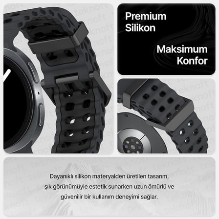 Samsung Galaxy Watch 9/8 (40mm/44mm) ve Watch 8 Classic (46mm) ile Uyumlu Hafif ve Yumuşak Çift Renkli Ocean Loop Silikon Kordon