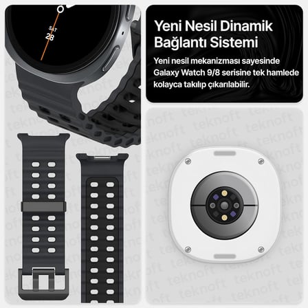 Samsung Galaxy Watch 9/8 (40mm/44mm) ve Watch 8 Classic (46mm) ile Uyumlu Hafif ve Yumuşak Çift Renkli Ocean Loop Silikon Kordon