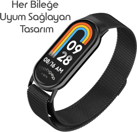 Xiaomi ile Uyumlu Mi Band 10/9/8 İçin Milano Loop Metal Hasırlı Kordon Manyetik Tasarımlı Terletmeyen Hafif Yapılı Bileğe Göre Ayarlanabilen Deformasyona Dayanıklı Paslanmaz Kayış