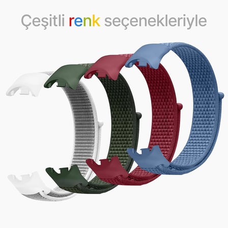 Xiaomi Mi Band 10/9/8 İle Uyumlu Hafif ve Bileği Rahatsız Etmeyen Bilek Ölçüsüne Göre Ayarlanabilen Cırt Cırtlı Tasarım Kaliteli Hasır Örme Kumaş Kordon