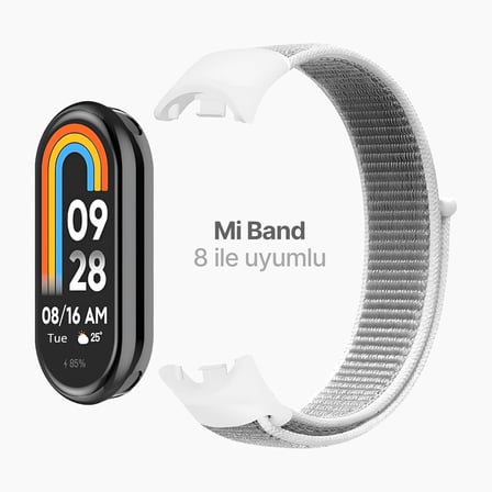 Xiaomi Mi Band 10/9/8 İle Uyumlu Hafif ve Bileği Rahatsız Etmeyen Bilek Ölçüsüne Göre Ayarlanabilen Cırt Cırtlı Tasarım Kaliteli Hasır Örme Kumaş Kordon