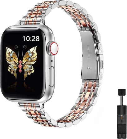 Apple Watch Uyumlu Jubilee İnce Çelik Kordon - 49/46/45/44/42/41/40/38mm Uyumlu - Apple Watch SE Series 3/2/1 & Watch Ultra 3/2/1 & Series 11-1